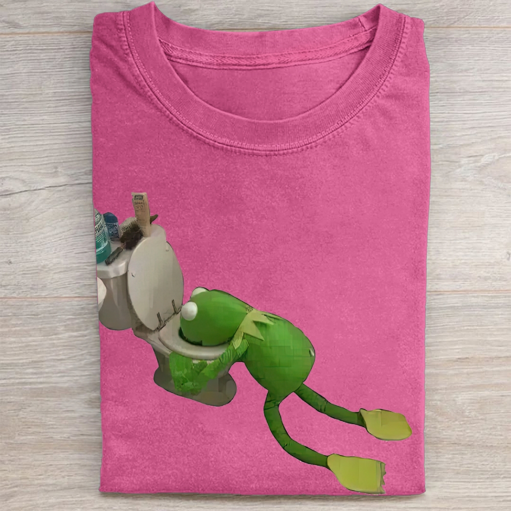 "Toilet Kermit" Meme Vintage Washed Tee 