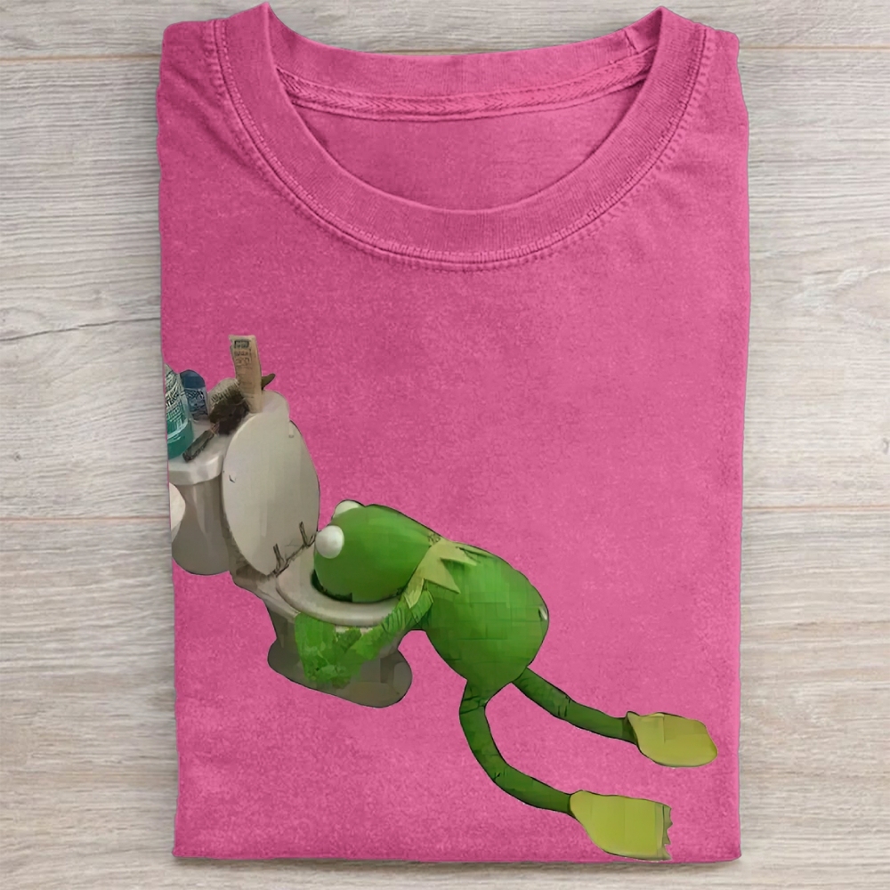 "Toilet Kermit" Meme Vintage Washed Tee 