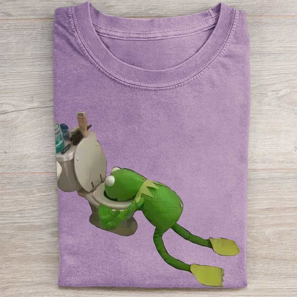 "Toilet Kermit" Meme Vintage Washed Tee 