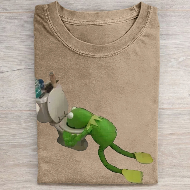 "Toilet Kermit" Meme Vintage Washed Tee 