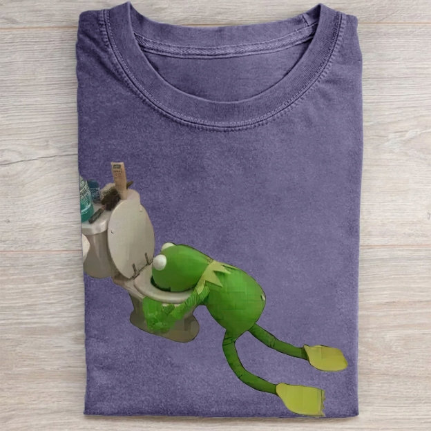 "Toilet Kermit" Meme Vintage Washed Tee 