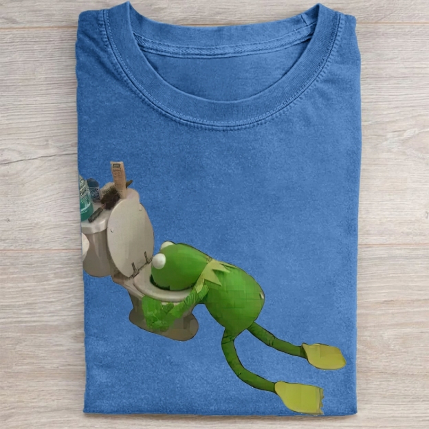 "Toilet Kermit" Meme Vintage Washed Tee 