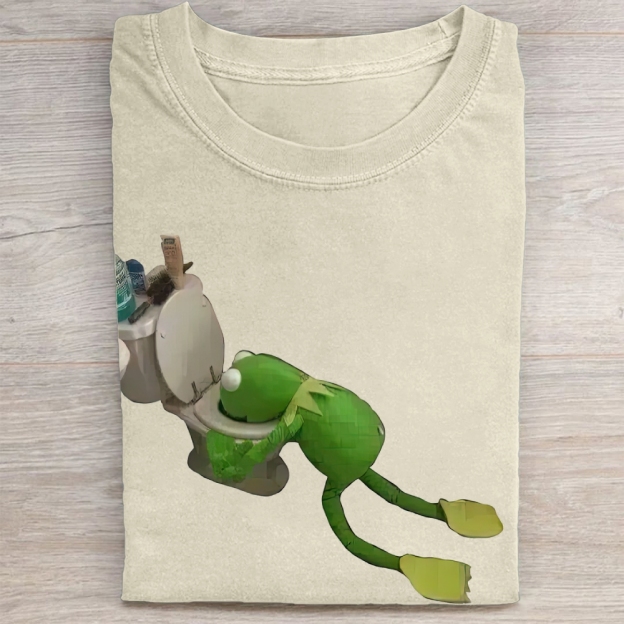 "Toilet Kermit" Meme Vintage Washed Tee 