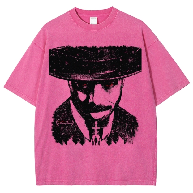 Retro Gangster Print Washed T-Shirt 