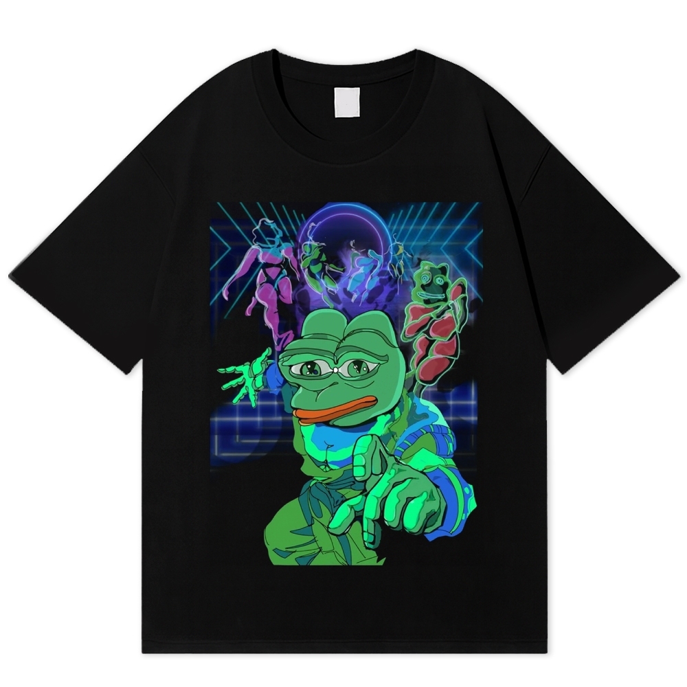 "Retro Pepe the Frog" Vaporwave Cotton T-shirt