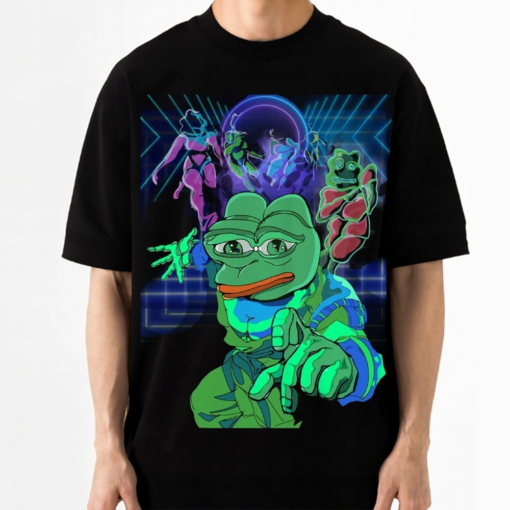 "Retro Pepe the Frog" Vaporwave Cotton T-shirt