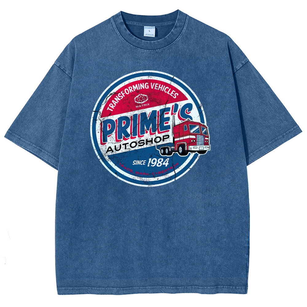 "Prime's Autoshop" Transformers Parody Washed T-Shirt 
