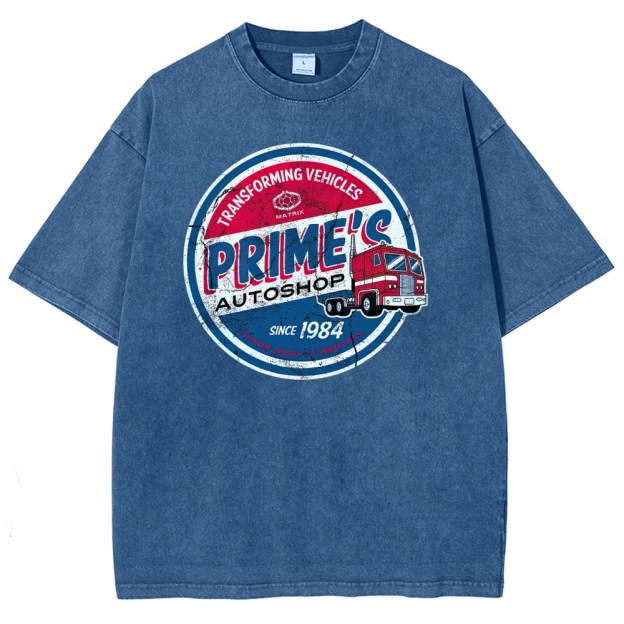 "Prime's Autoshop" Transformers Parody Washed T-Shirt 