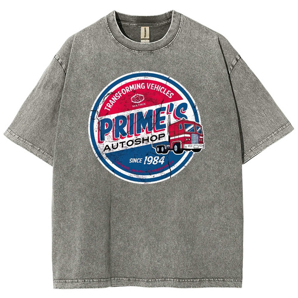 "Prime's Autoshop" Transformers Parody Washed T-Shirt 