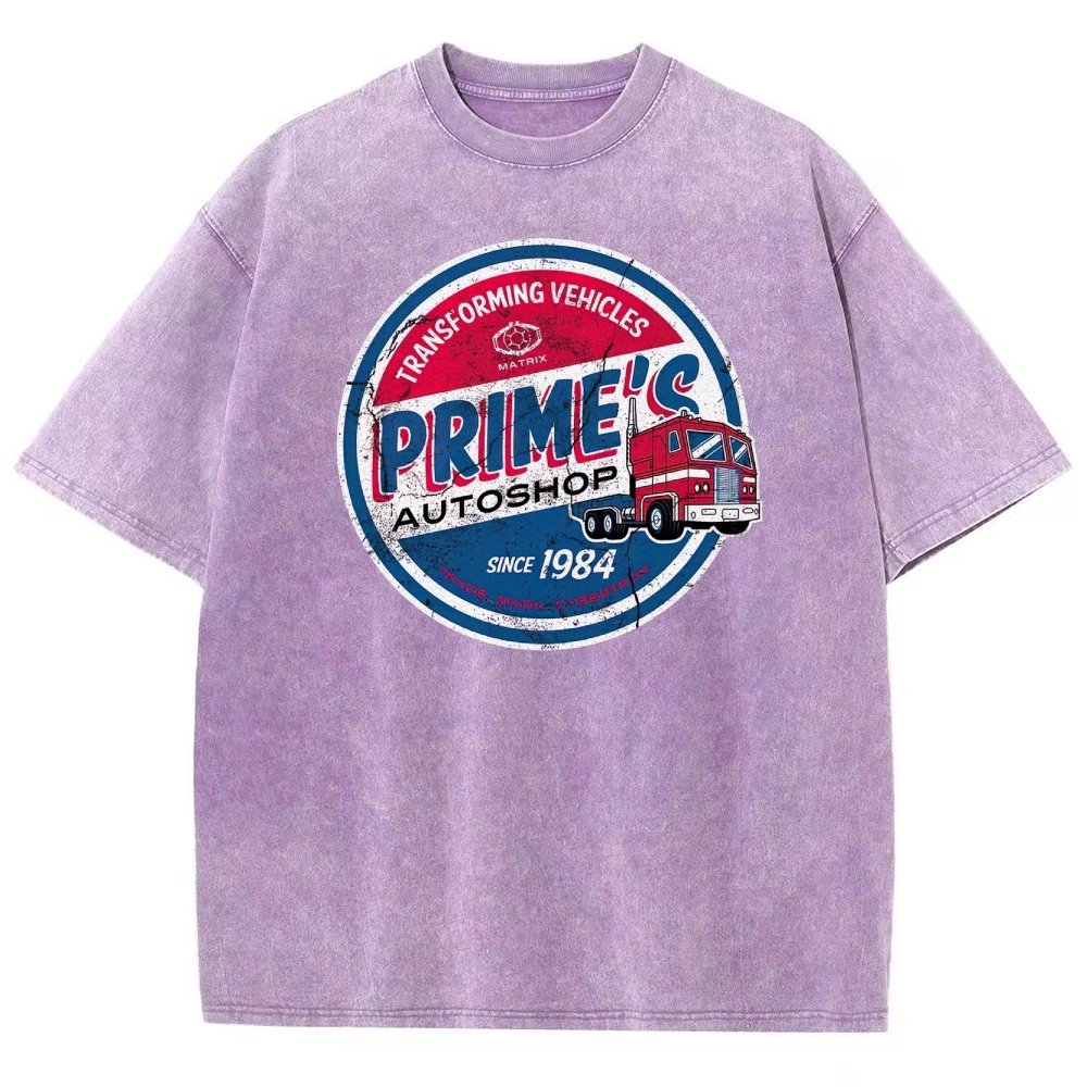 "Prime's Autoshop" Transformers Parody Washed T-Shirt 