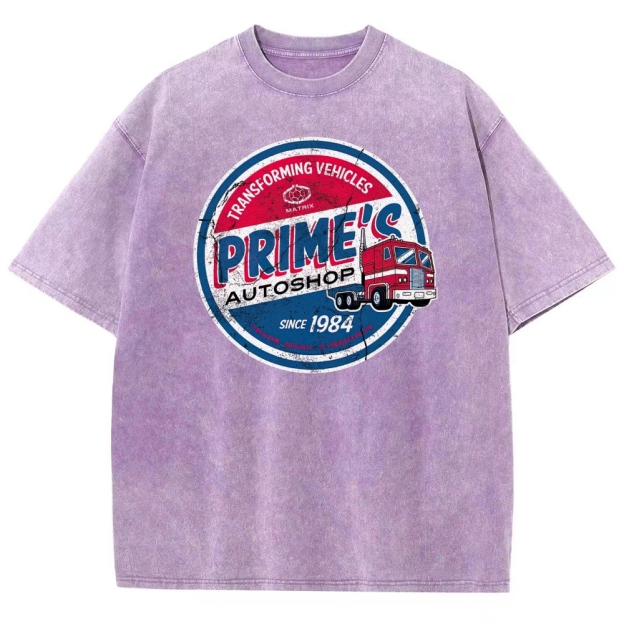 "Prime's Autoshop" Transformers Parody Washed T-Shirt 