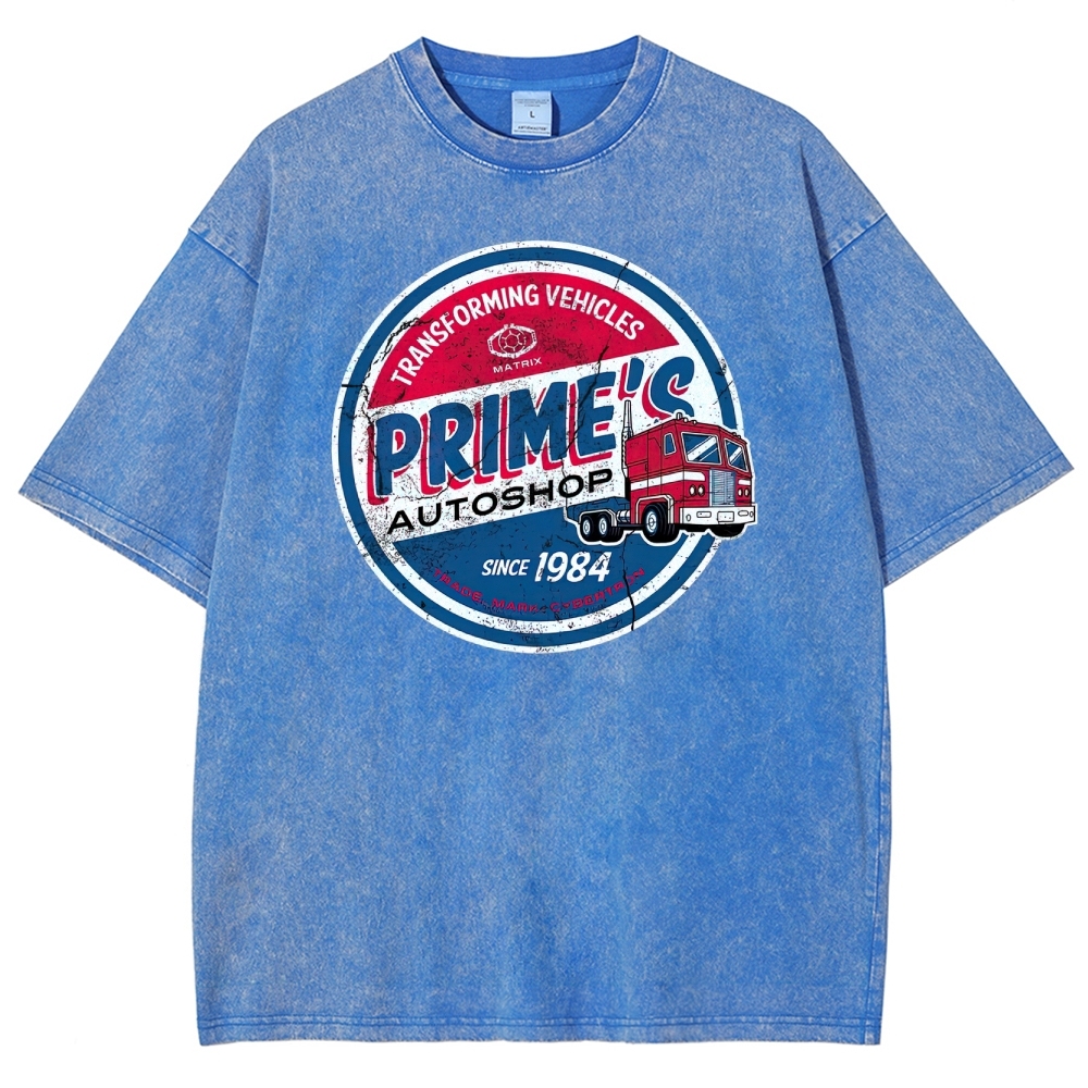 "Prime's Autoshop" Transformers Parody Washed T-Shirt 