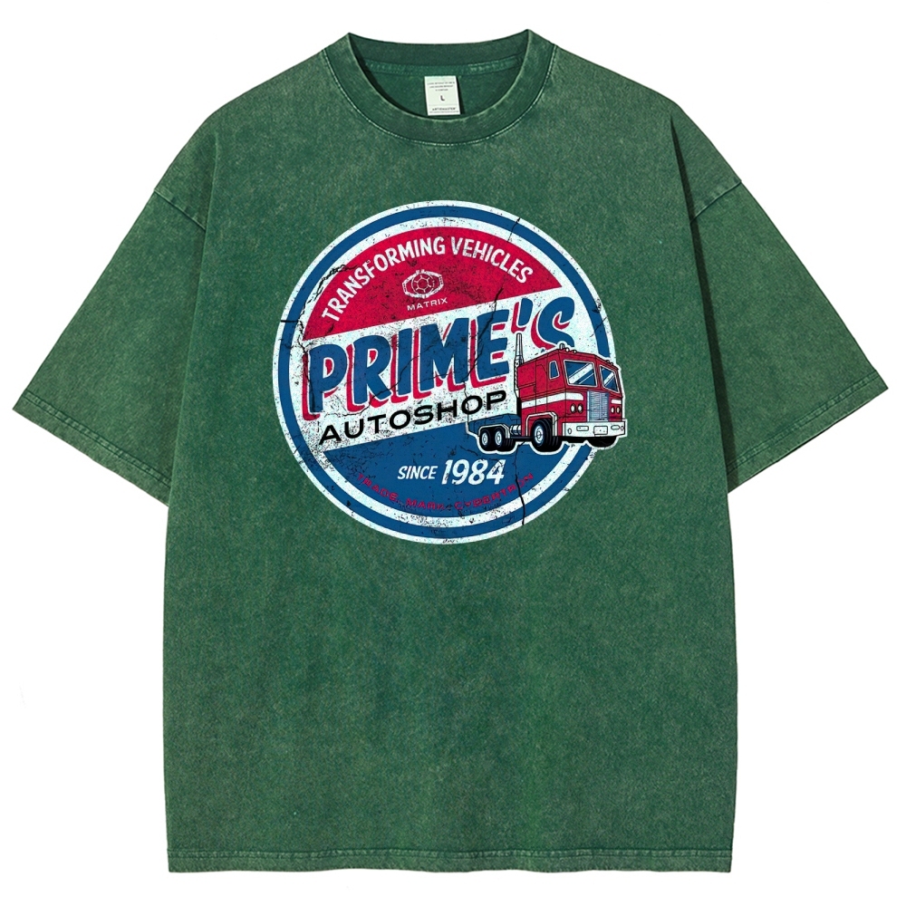 "Prime's Autoshop" Transformers Parody Washed T-Shirt 