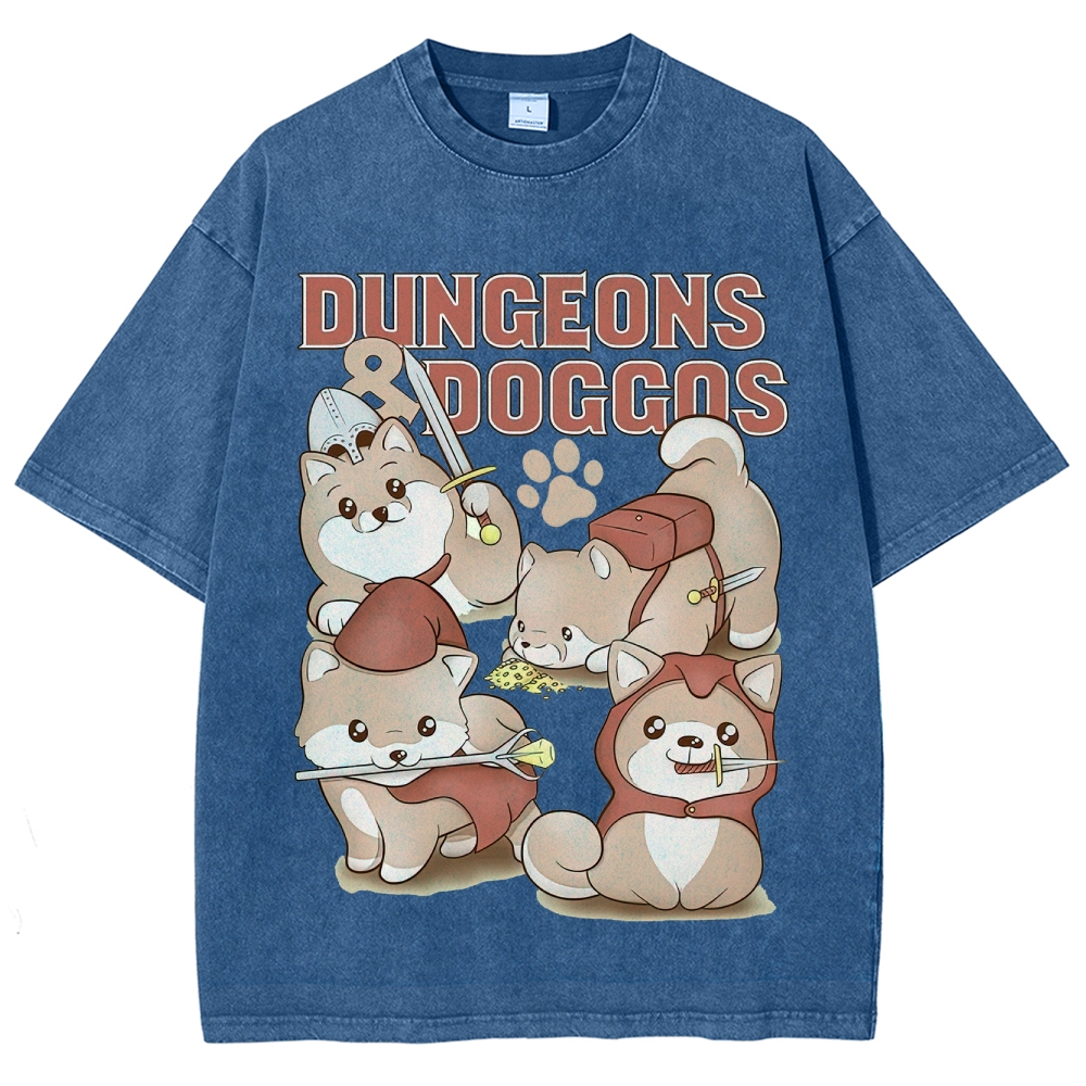 "Dungeons & Doggos" Shiba Inu RPG Washed T-Shirt