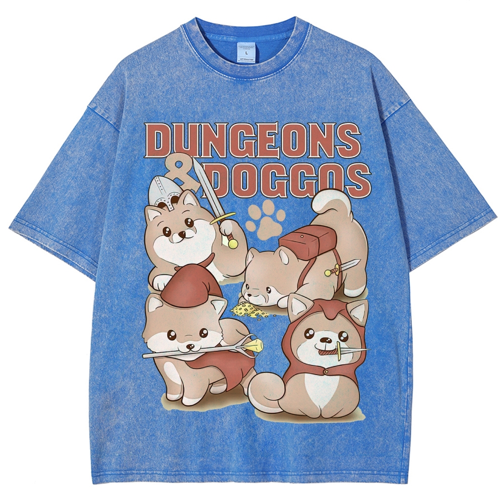 "Dungeons & Doggos" Shiba Inu RPG Washed T-Shirt