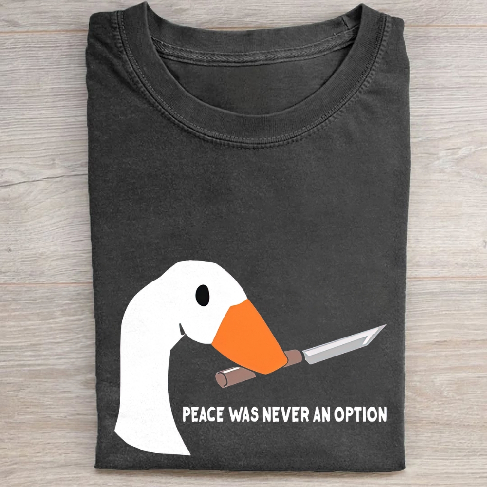 "Peace Was Never An Option" Knife Goose Vintage Washed Tee