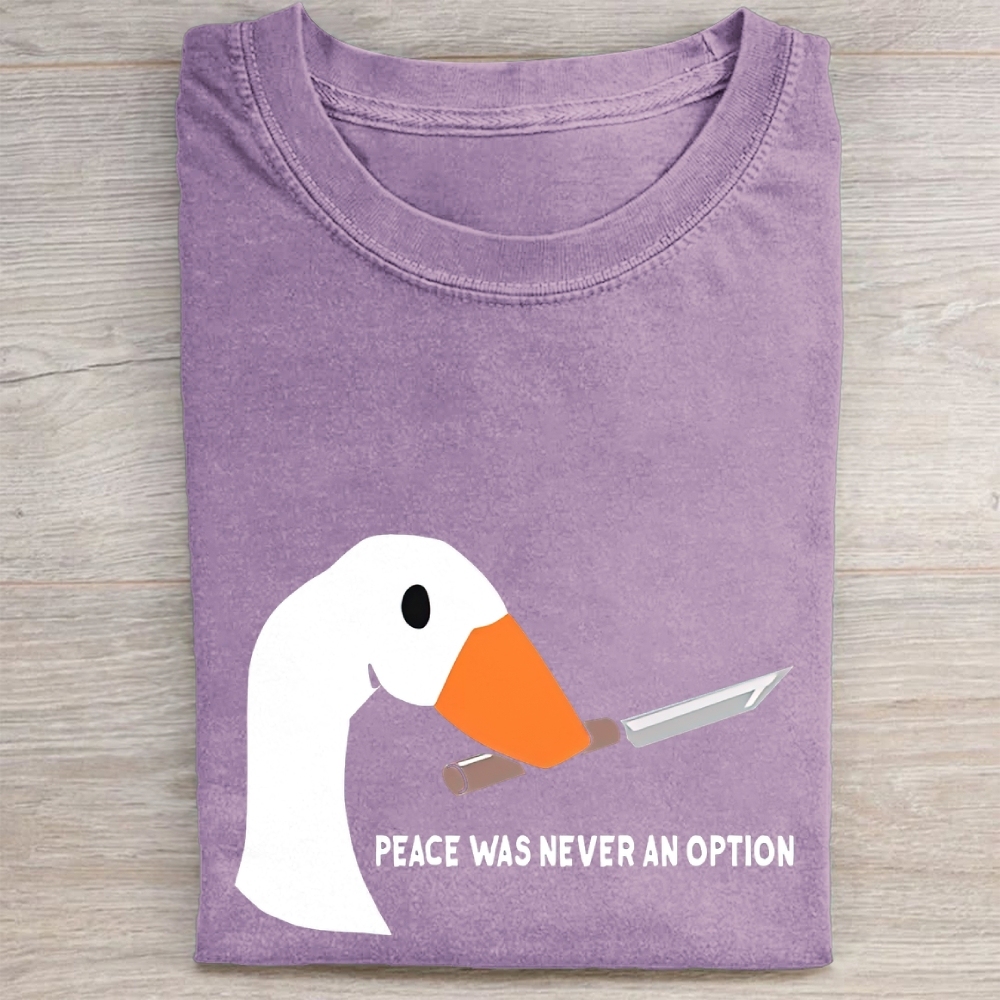 "Peace Was Never An Option" Knife Goose Vintage Washed Tee