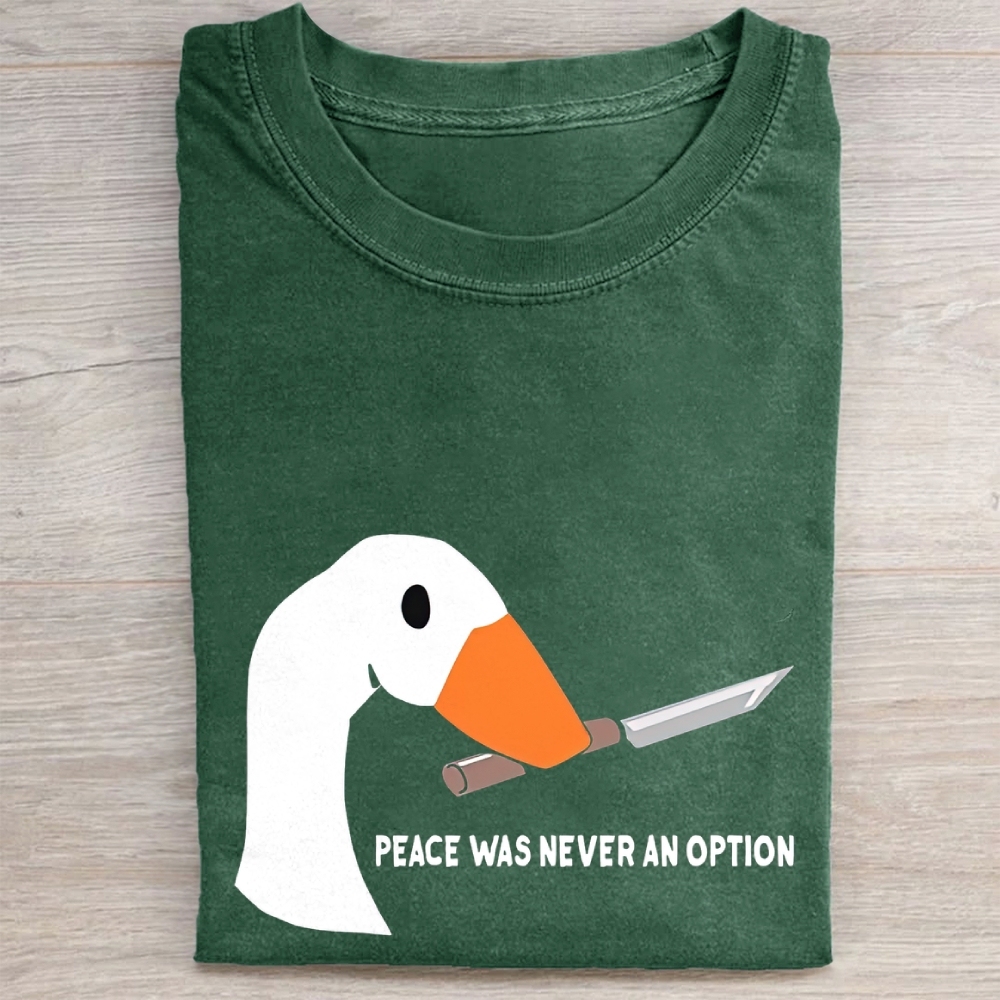 "Peace Was Never An Option" Knife Goose Vintage Washed Tee