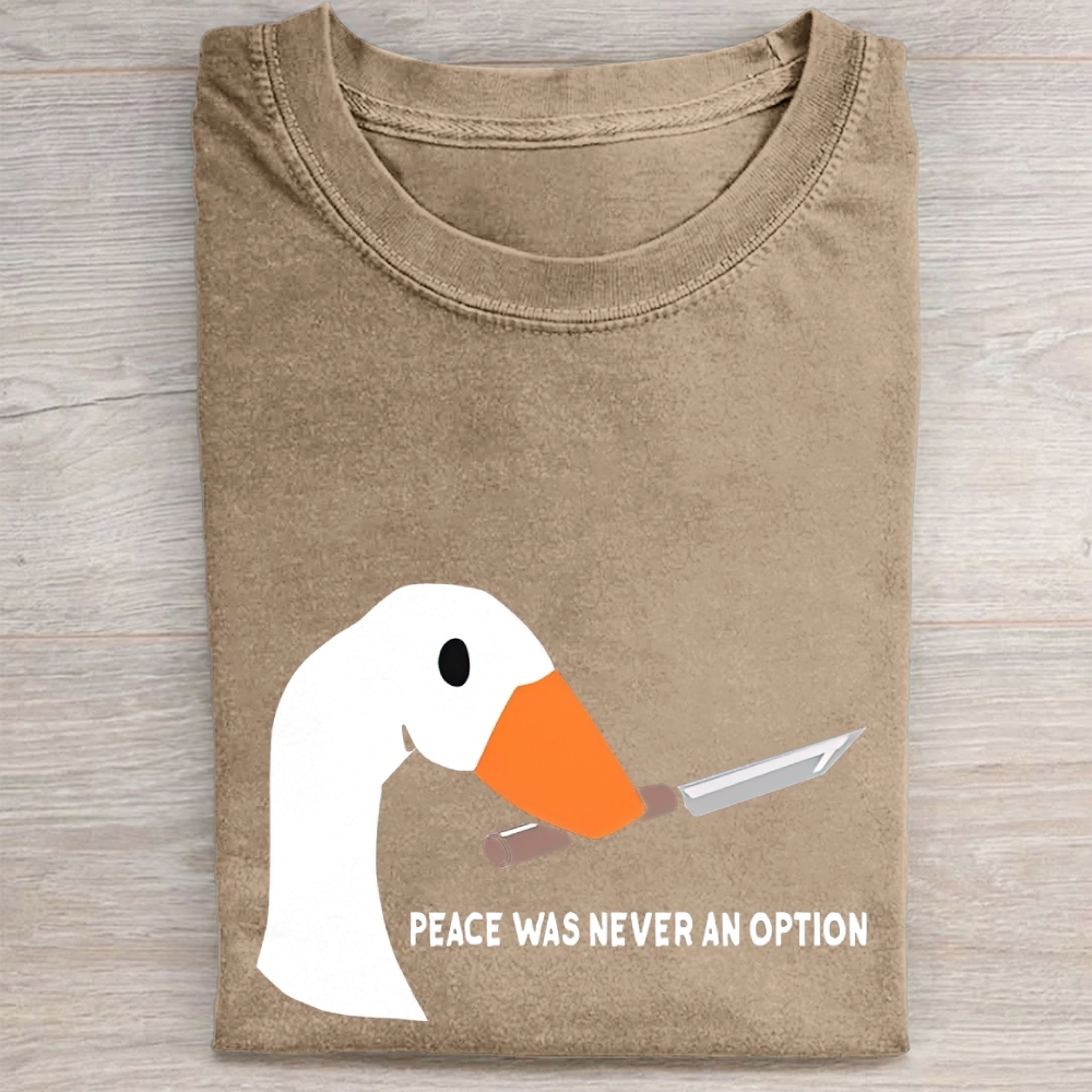 "Peace Was Never An Option" Knife Goose Vintage Washed Tee