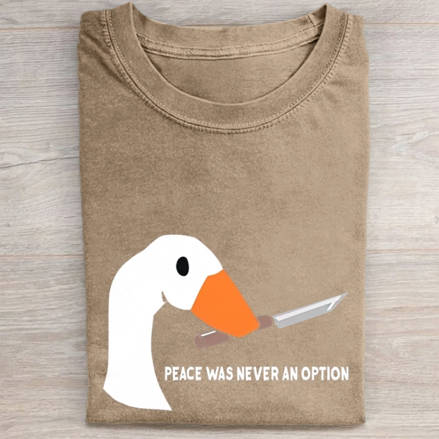"Peace Was Never An Option" Knife Goose Vintage Washed Tee