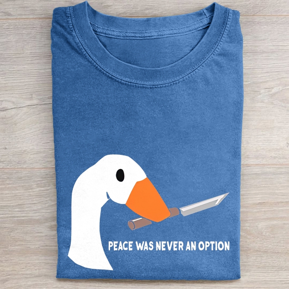 "Peace Was Never An Option" Knife Goose Vintage Washed Tee