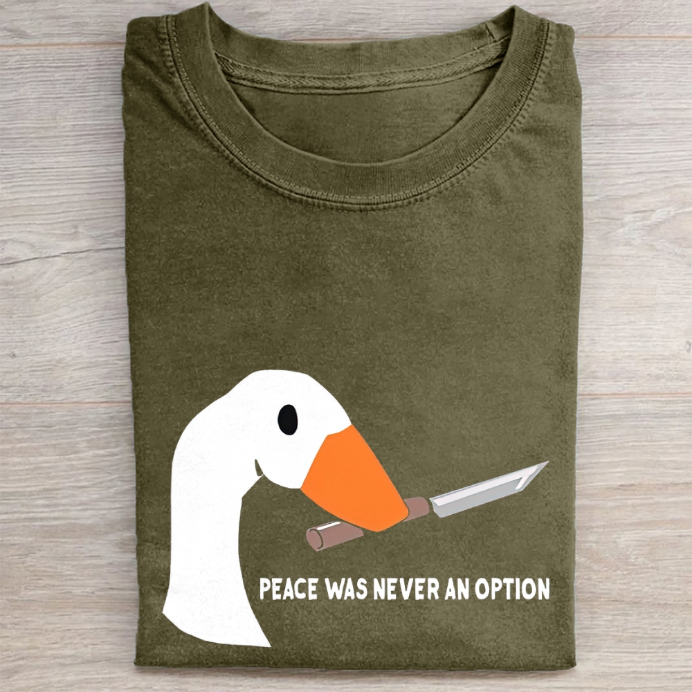 "Peace Was Never An Option" Knife Goose Vintage Washed Tee