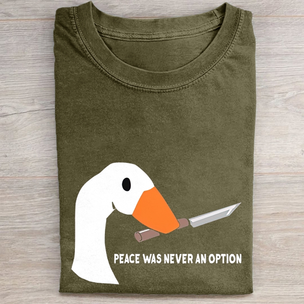 "Peace Was Never An Option" Knife Goose Vintage Washed Tee