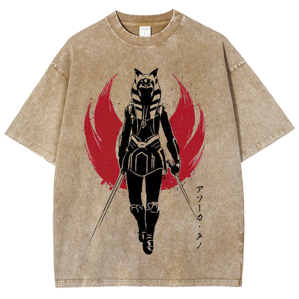 "Ahsoka Tano Dual Blades" Samurai Style Washed T-Shirt