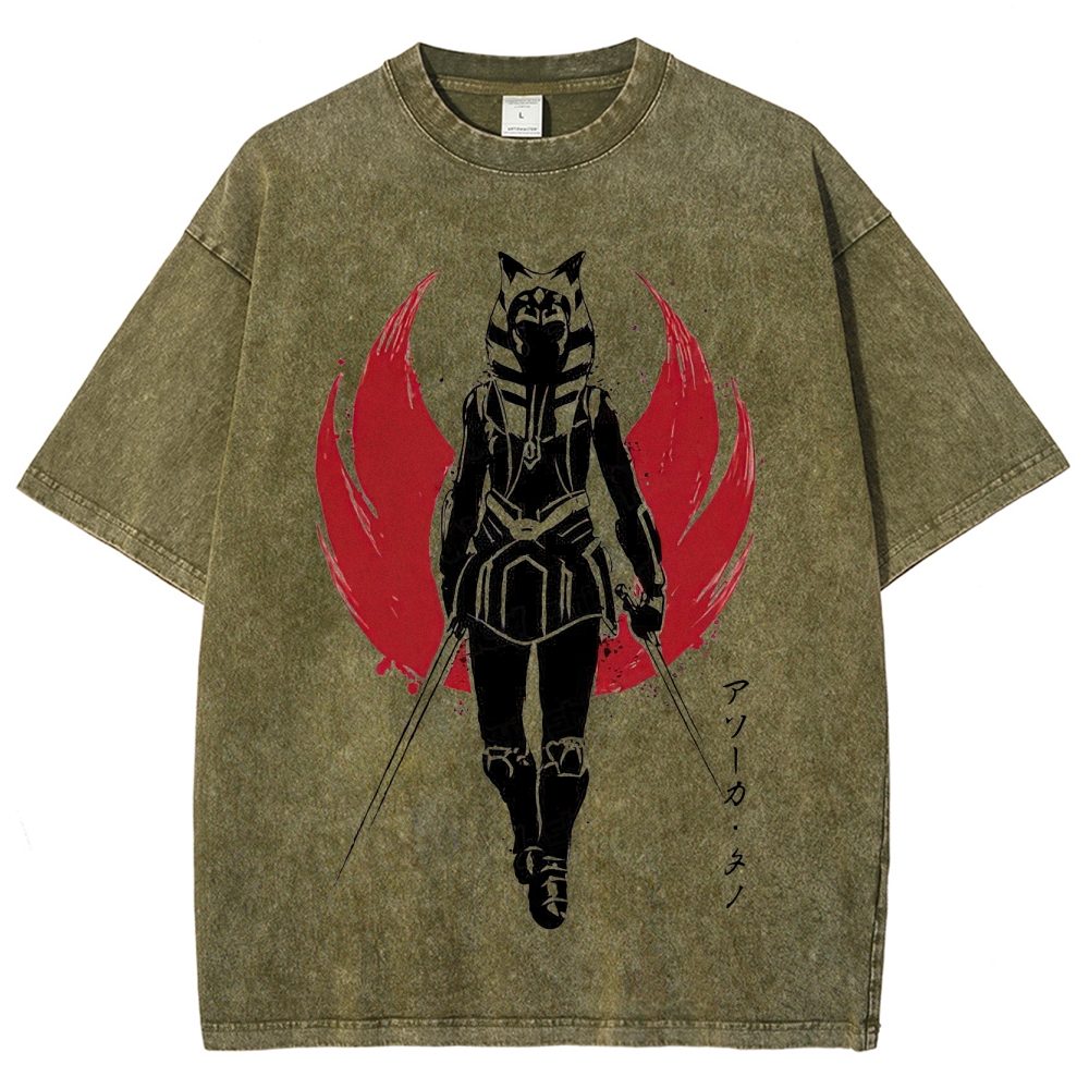 "Ahsoka Tano Dual Blades" Samurai Style Washed T-Shirt