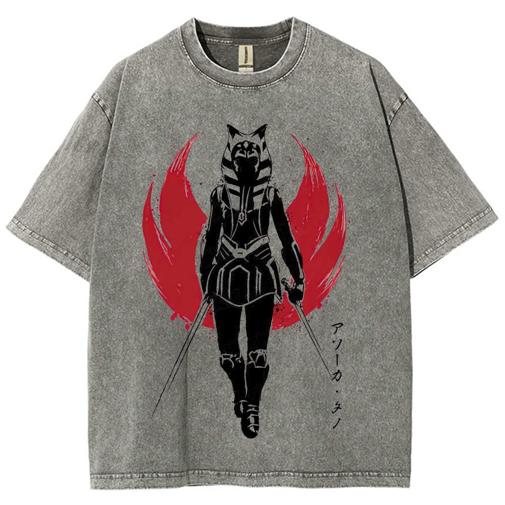 "Ahsoka Tano Dual Blades" Samurai Style Washed T-Shirt