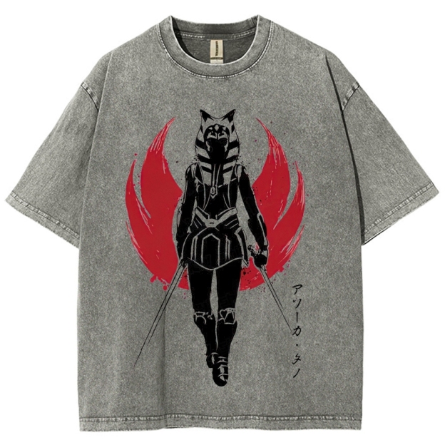 "Ahsoka Tano Dual Blades" Samurai Style Washed T-Shirt