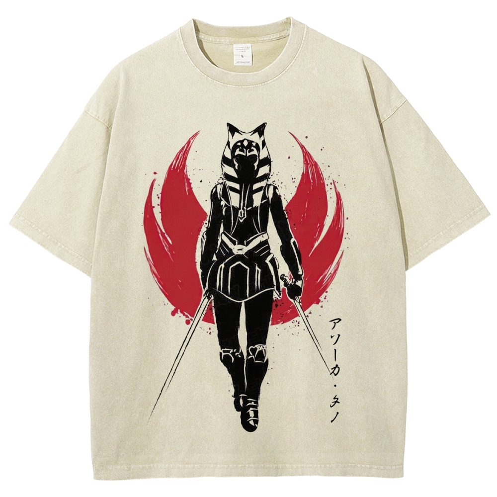 "Ahsoka Tano Dual Blades" Samurai Style Washed T-Shirt
