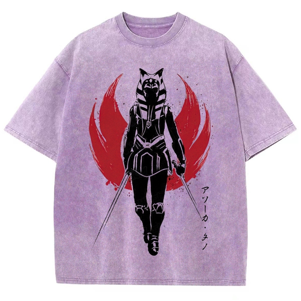 "Ahsoka Tano Dual Blades" Samurai Style Washed T-Shirt