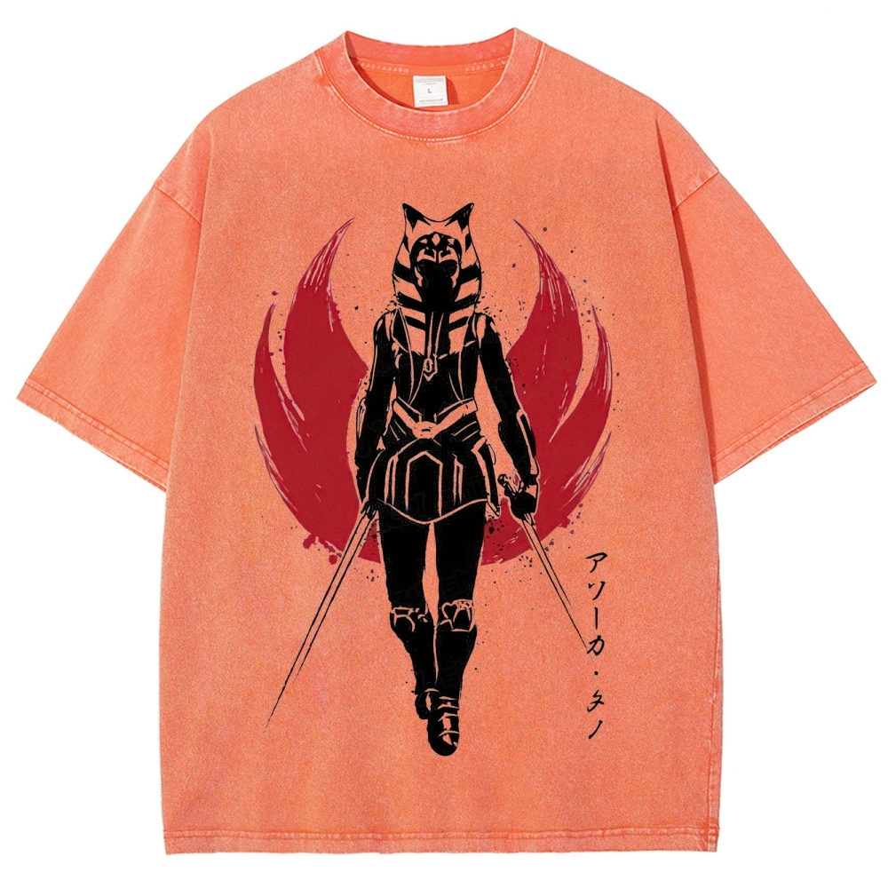 "Ahsoka Tano Dual Blades" Samurai Style Washed T-Shirt