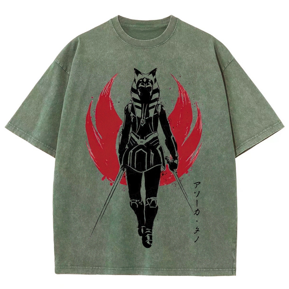 "Ahsoka Tano Dual Blades" Samurai Style Washed T-Shirt