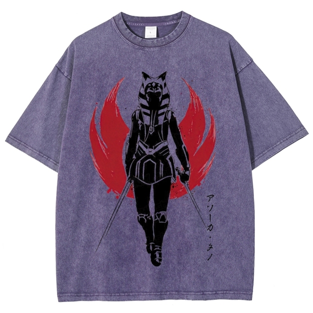 "Ahsoka Tano Dual Blades" Samurai Style Washed T-Shirt