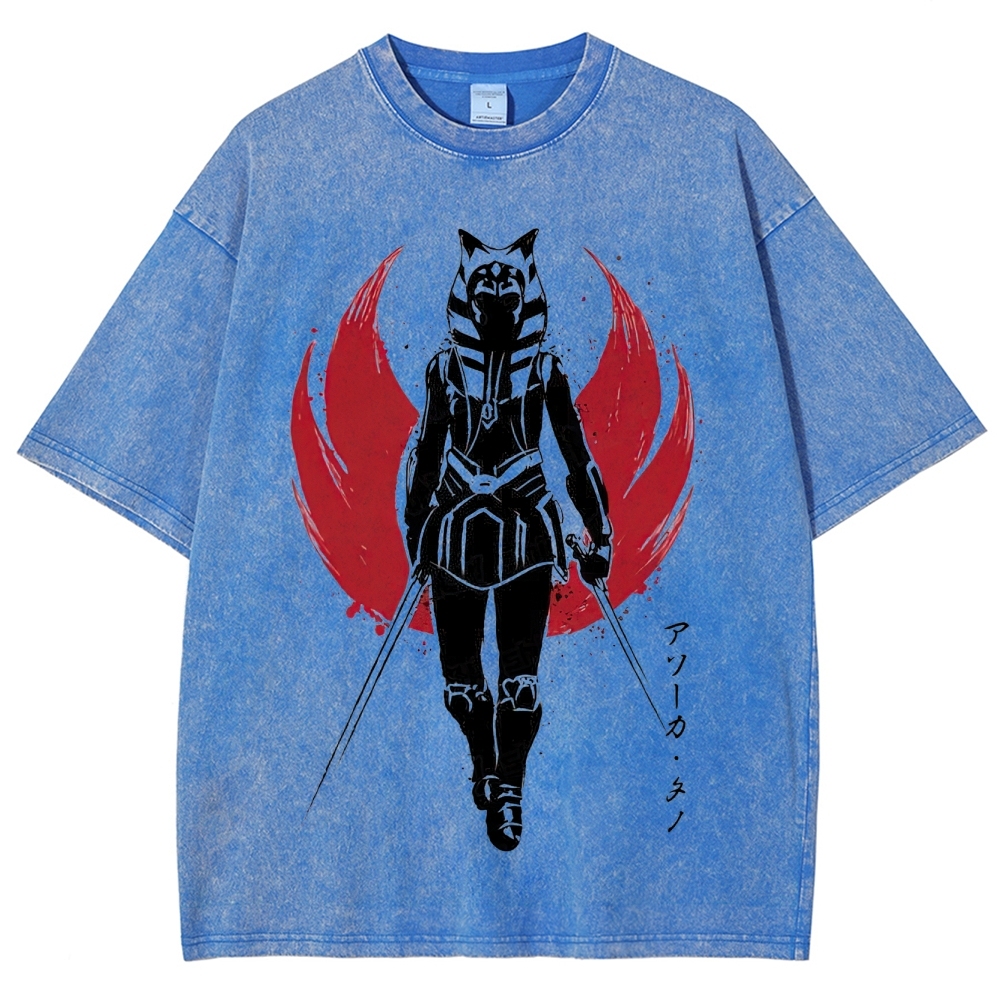 "Ahsoka Tano Dual Blades" Samurai Style Washed T-Shirt