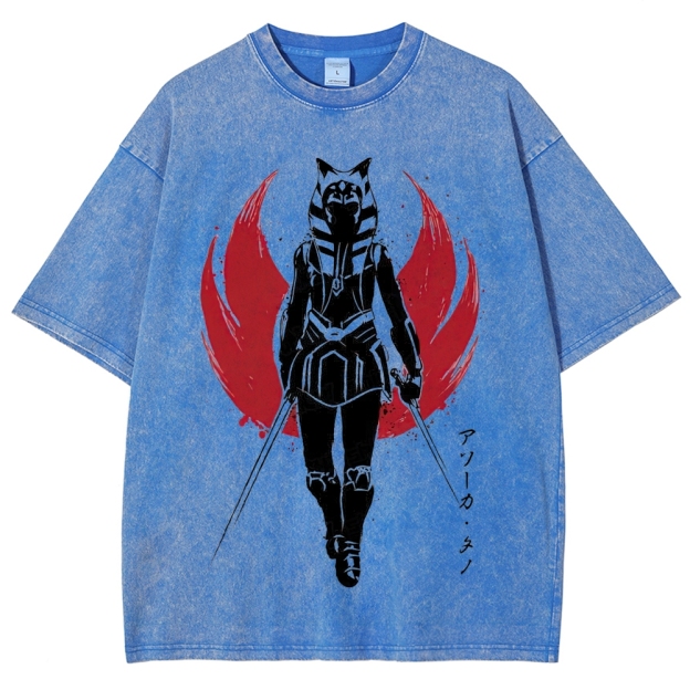 "Ahsoka Tano Dual Blades" Samurai Style Washed T-Shirt
