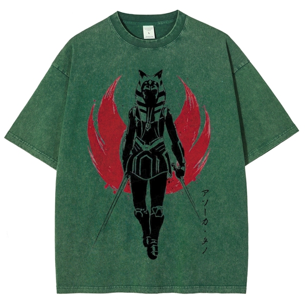 "Ahsoka Tano Dual Blades" Samurai Style Washed T-Shirt