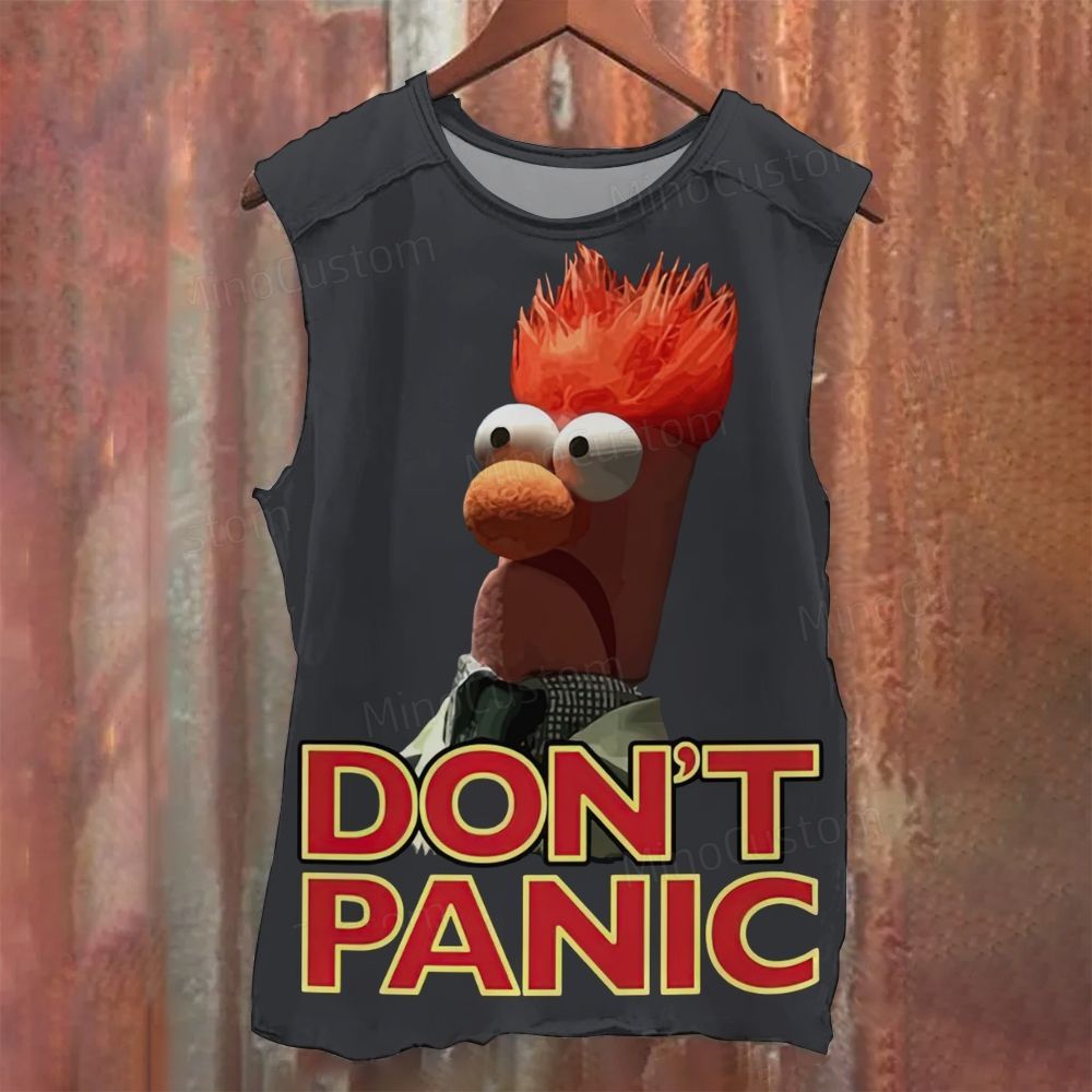 "Don't Panic" Red-haired Muppet Character Sleeveless Tank Top