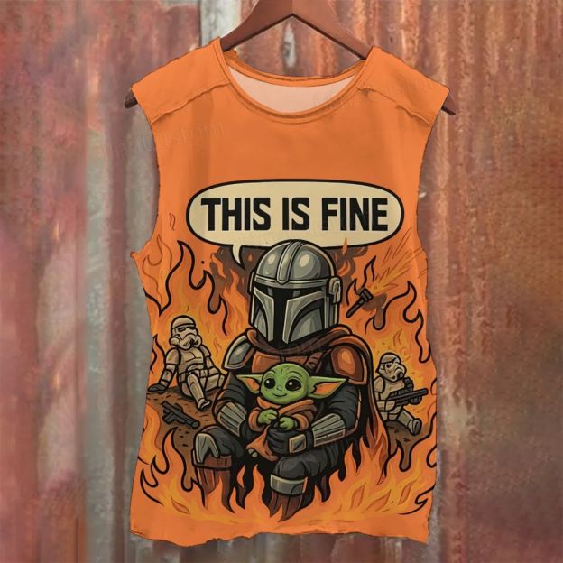 "This Is Fine" Mandalorian & Child Sleeveless Tank Top
