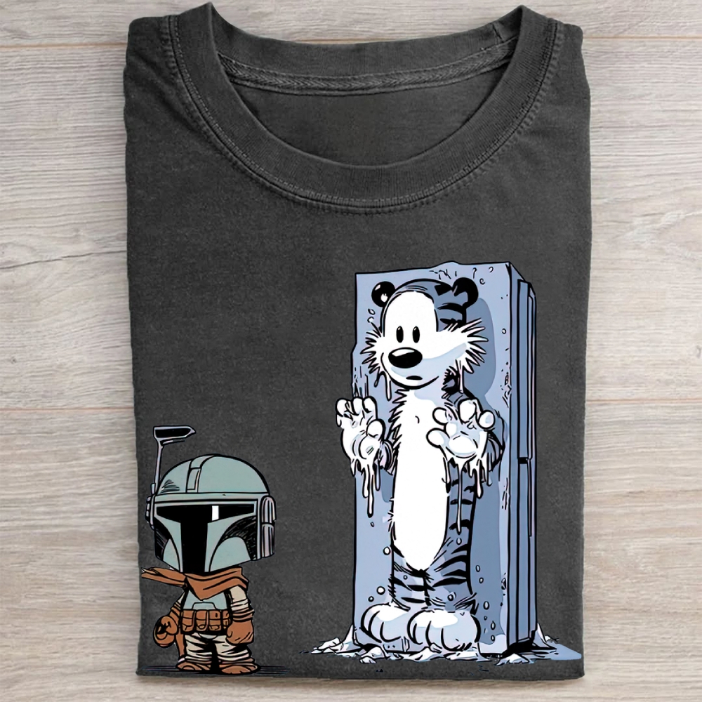 Calvin and Hobbes Star Wars ParodyVintage Washed Tee