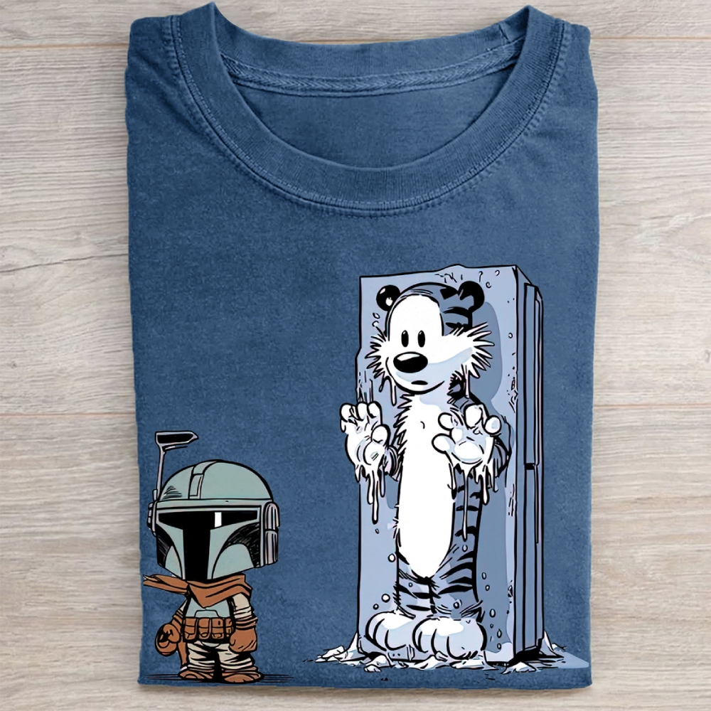 Calvin and Hobbes Star Wars ParodyVintage Washed Tee