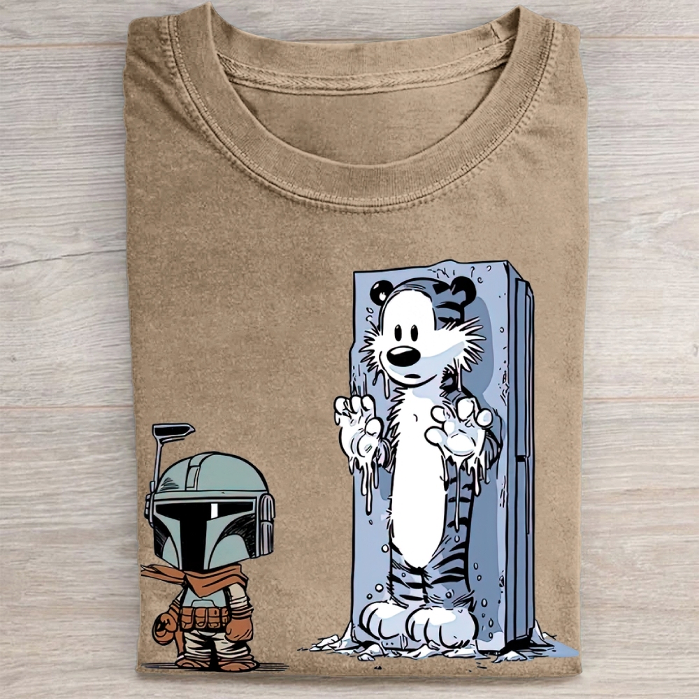 Calvin and Hobbes Star Wars ParodyVintage Washed Tee