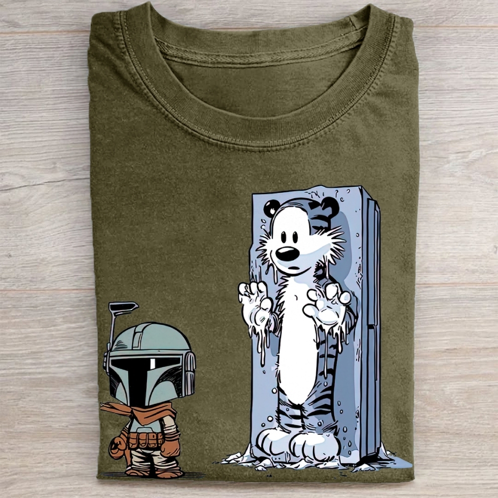 Calvin and Hobbes Star Wars ParodyVintage Washed Tee