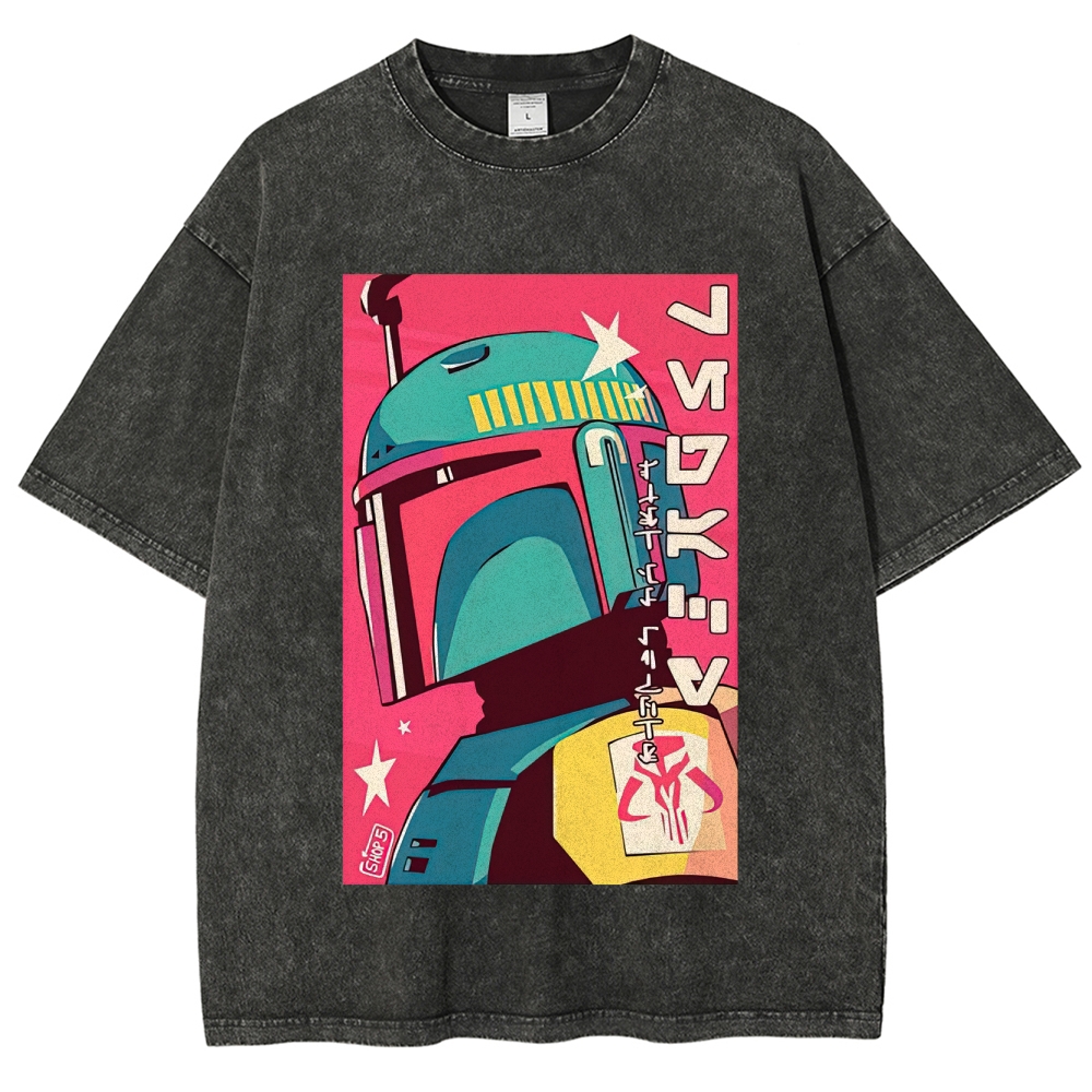 Retro Japanese Pop Art Boba Fett Washed T-Shirt