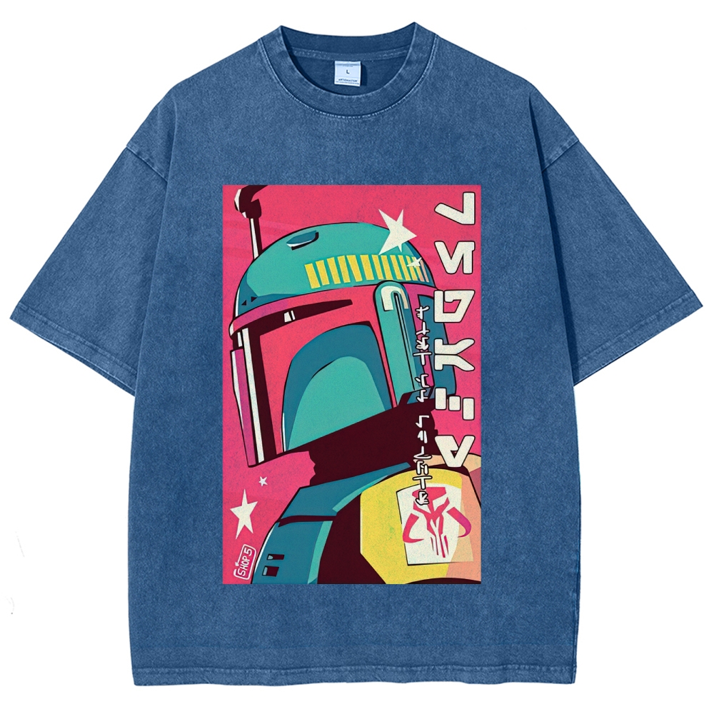 Retro Japanese Pop Art Boba Fett Washed T-Shirt