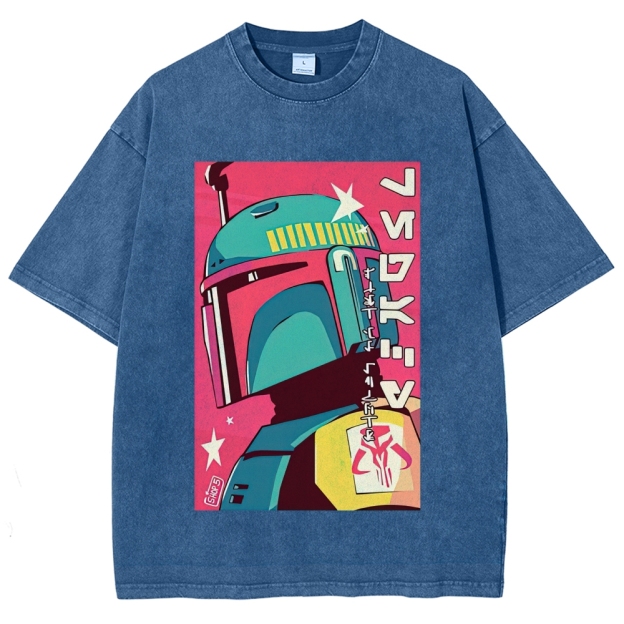 Retro Japanese Pop Art Boba Fett Washed T-Shirt