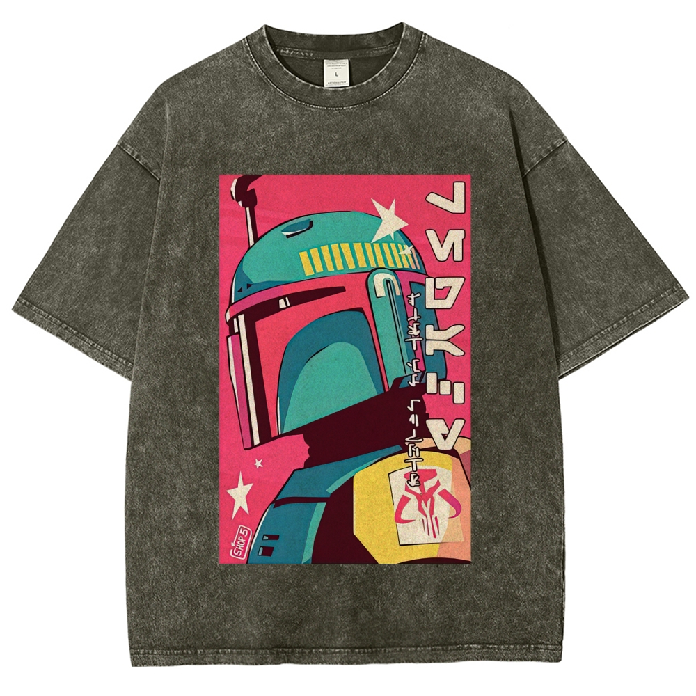 Retro Japanese Pop Art Boba Fett Washed T-Shirt