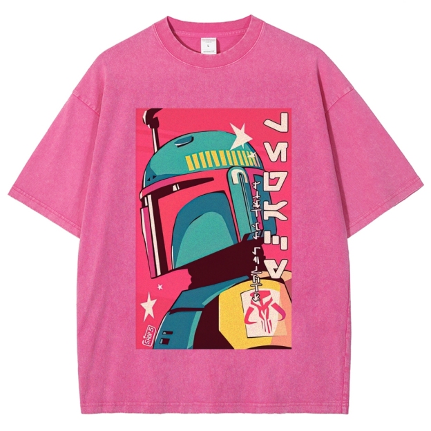 Retro Japanese Pop Art Boba Fett Washed T-Shirt
